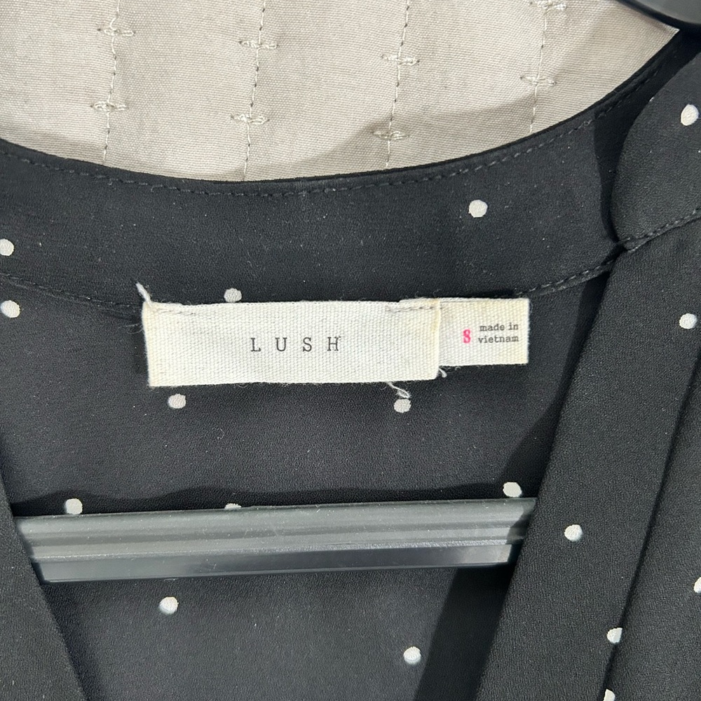 Lush Black with White Polka Dots, 3/4 Sleeve Relaxed Blouse - Picture 10 of 10